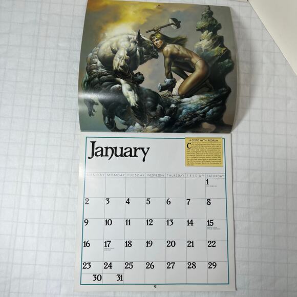 Vintage 1994 Boris Vallejo Mythology Calendar Unused same dates again in 2033 - Picture 5 of 16